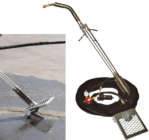Heat Lance for cleaning and drying cracks in pavement. Hot air lance for crack cleaning. High velocity heat lance