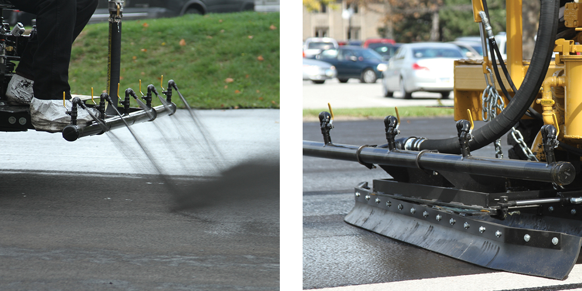 Spray versus squeegee application of asphalt sealcoating