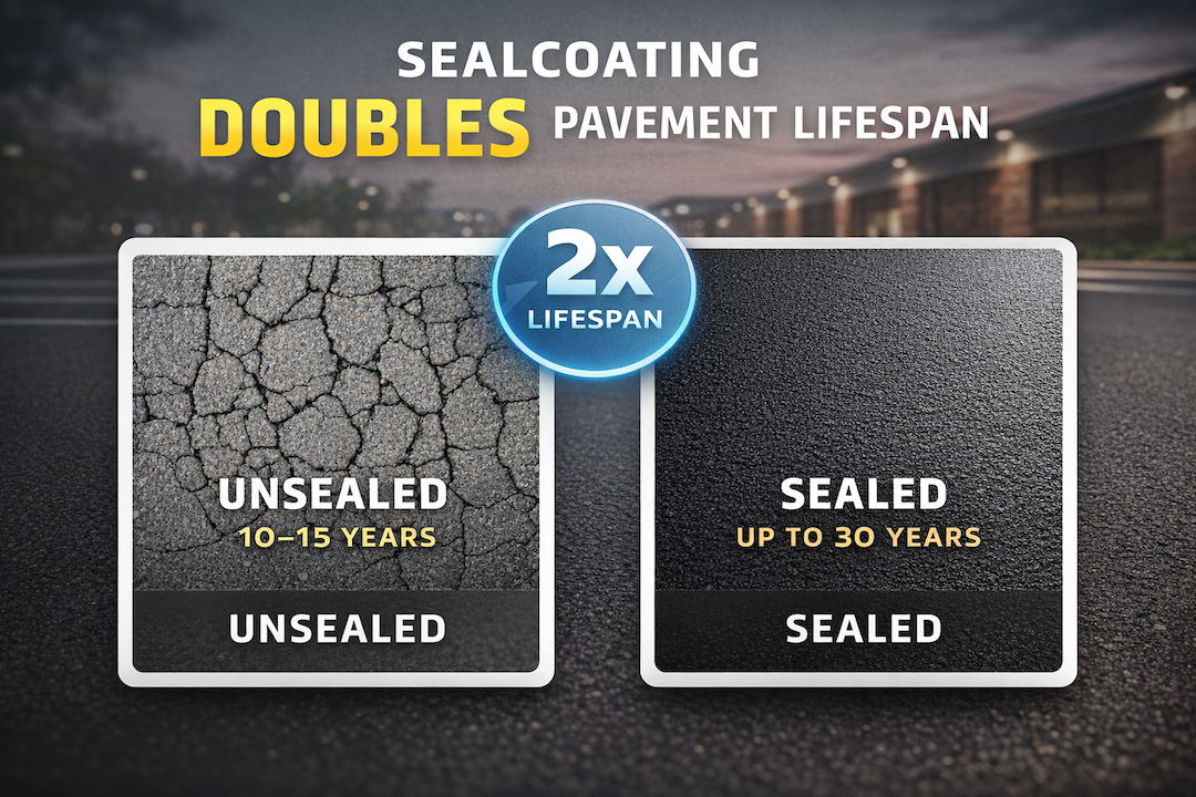 Lifespan of asphalt pavement when sealcoated
