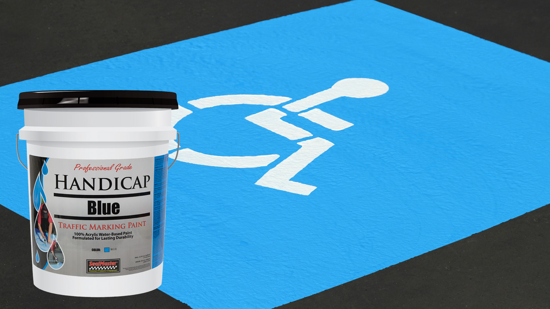 How to stripe a parking lot with SealMaster Handicap Blue Marking Paint