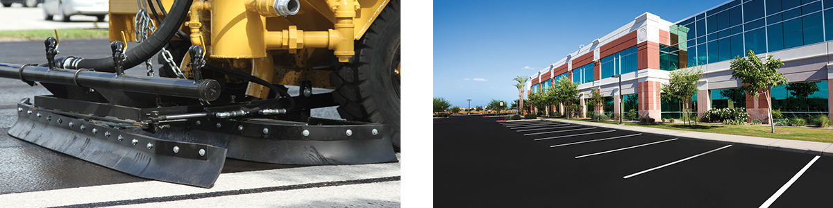 Application of SealMaster MasterSeal. Sealcoated parking lot using MasterSeal.