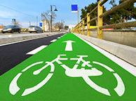safe-rdie-bike-lane-coating Safe Ride Bicycle Lane Green Coating