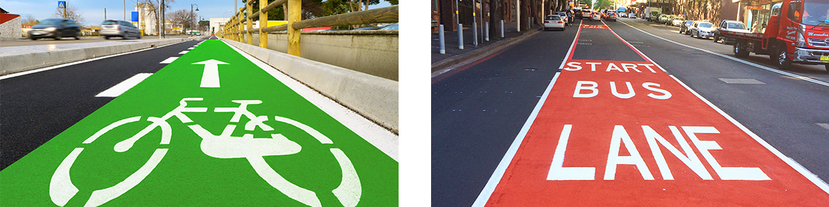 Revestimientos para carriles de bicicleta y autobús «Safe Ride»: revestimientos de pavimento de colores para mejorar la visibilidad y la seguridad