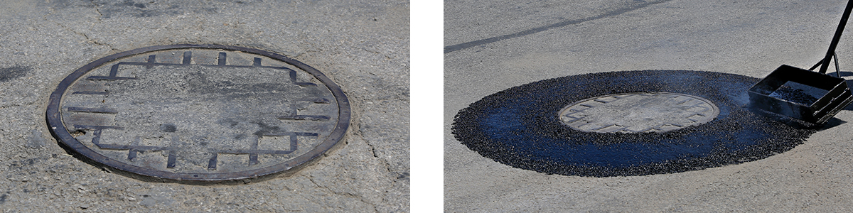 Manhole covers with Mastic Tapas de alcantarilla con masilla